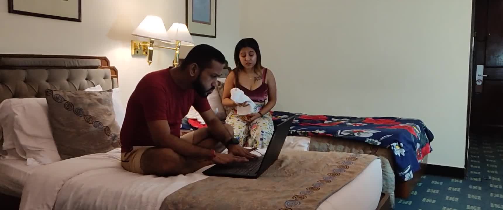 A Stylish Desi Woman with His Fiance in a Hotel Room for Honeymoon Superb Scenes with Clear Hindi Audio